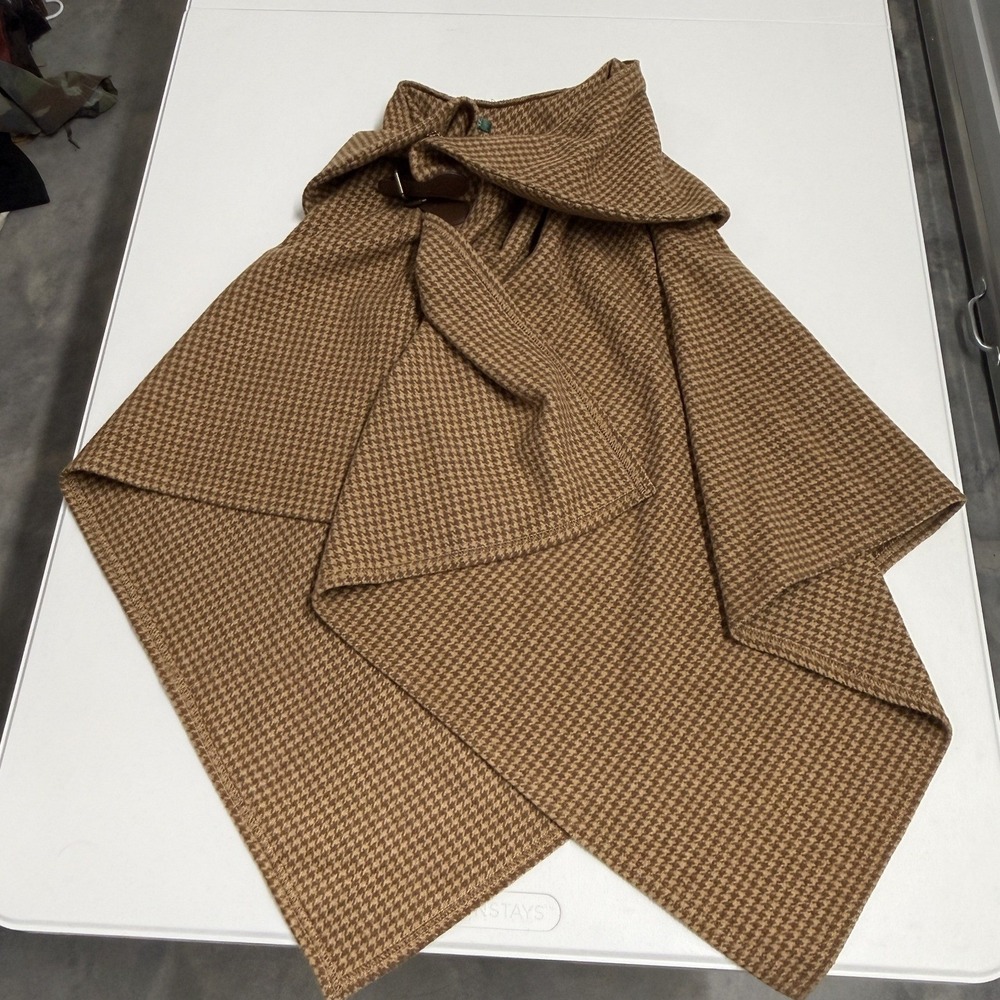 Lauren Ralph Lauren ruana wrap Womens OS Brown Excellent Houndstooth Wool Blend
